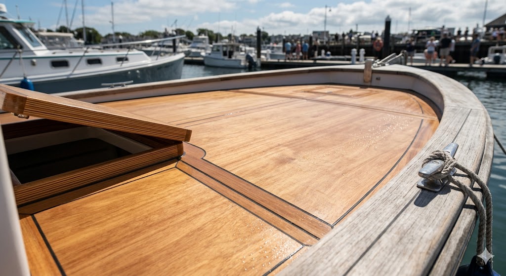 Marine grade plywood used for a waterproof boat deck installation