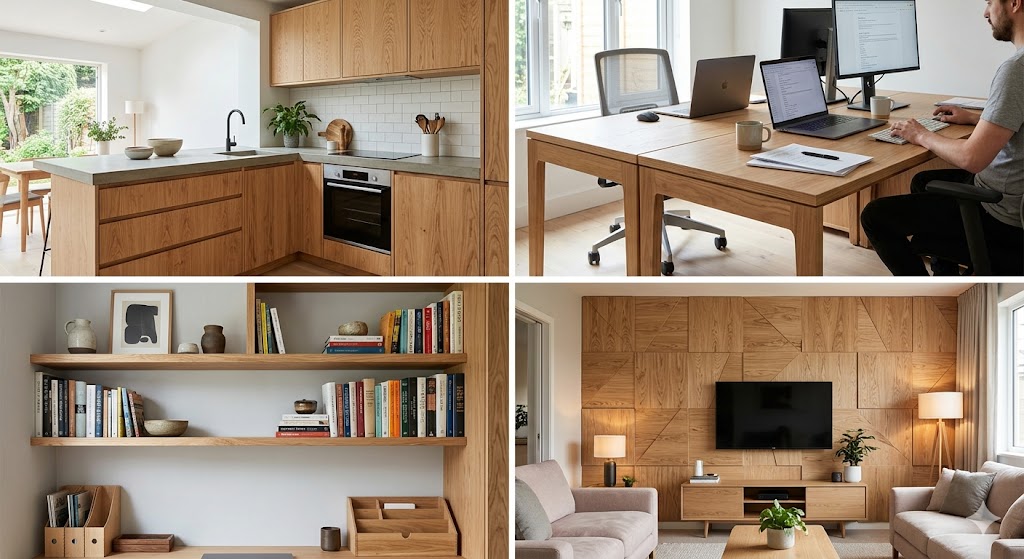 Oak plywood used in cabinets shelving furniture and wall panels