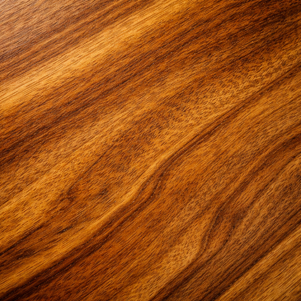 close up of teak wood grain showing dense texture and natural oil richness