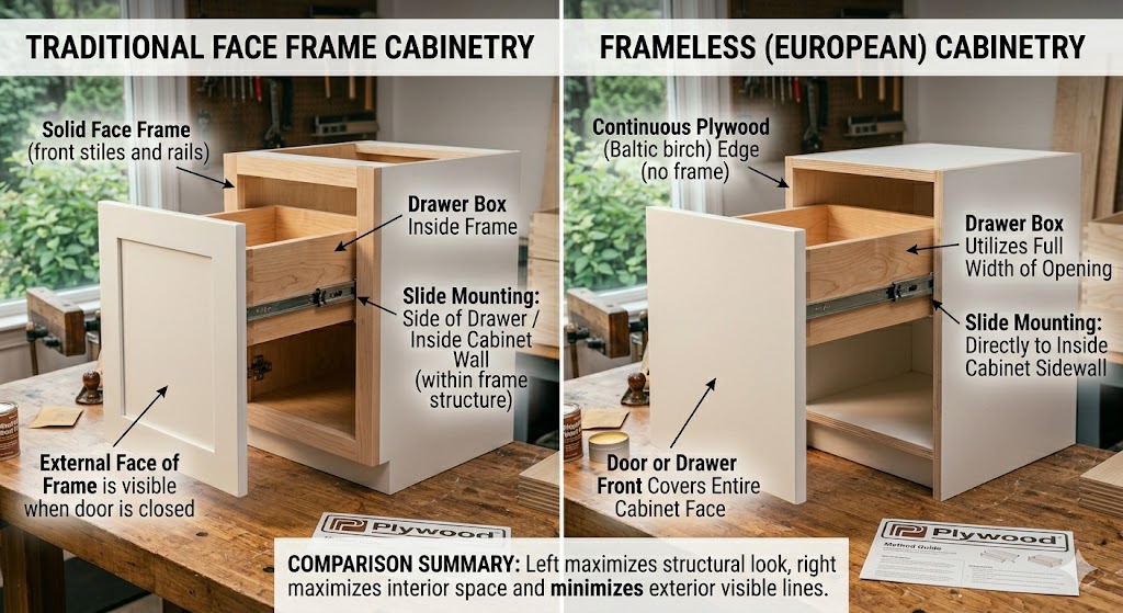 comparison between face frame and frameless cabinet construction
