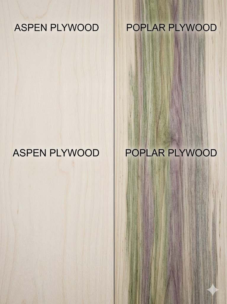 aspen plywood compared to poplar plywood grain and color