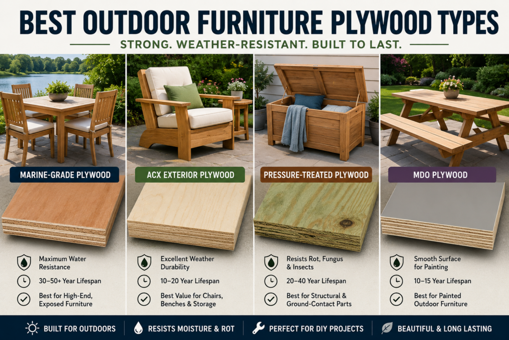 best outdoor furniture plywood types for patio chairs benches and tables