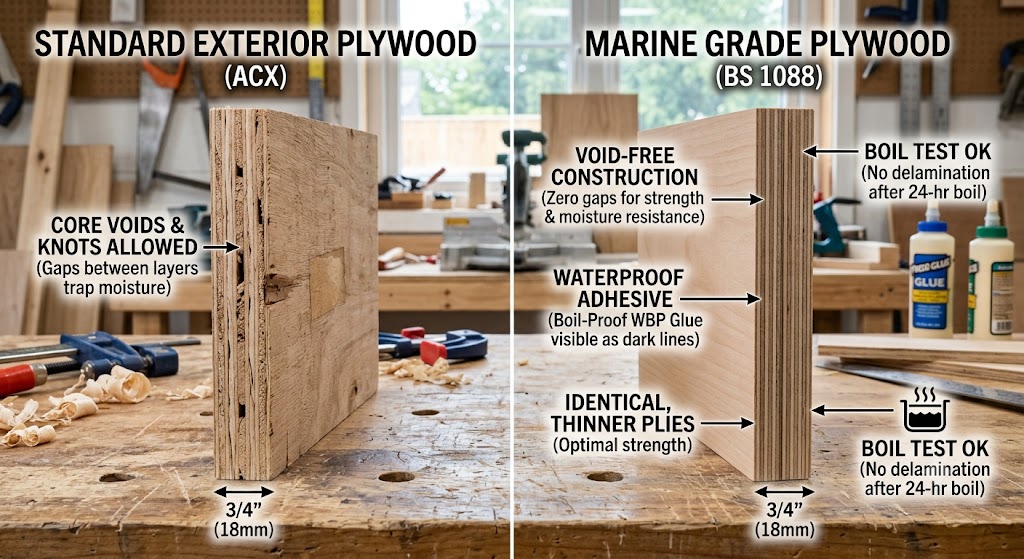 Marine plywood price comparison chart by thickness and wood species