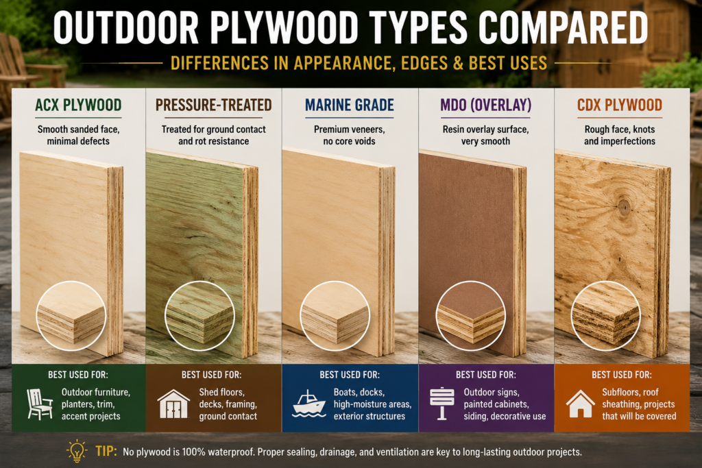 comparison of ACX marine grade pressure treated MDO and CDX plywood