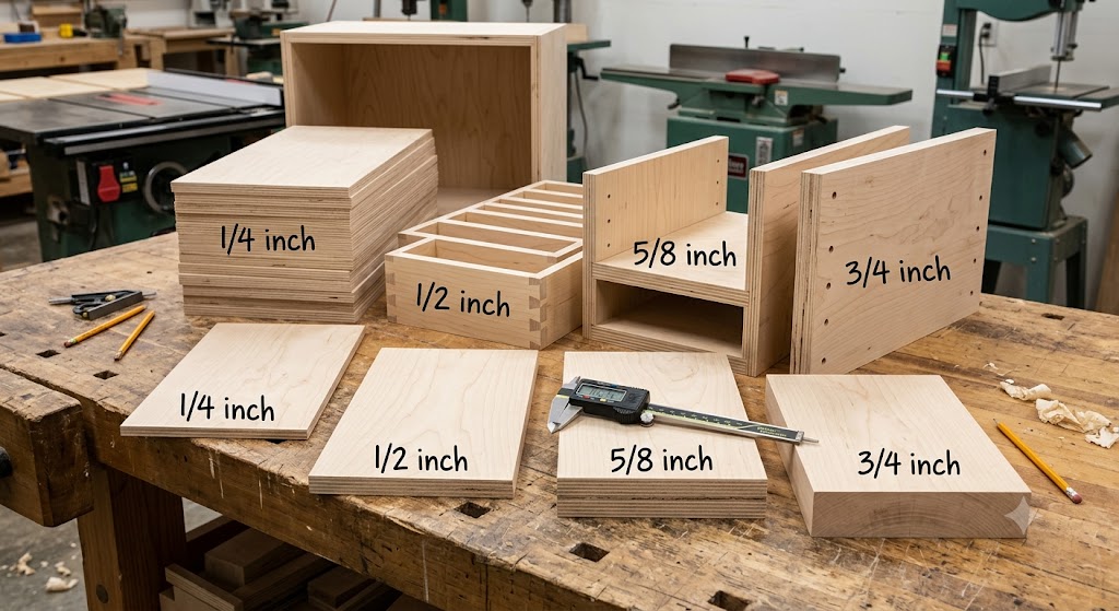 Plywood thickness comparison for cabinet sides shelves backs and drawer boxes