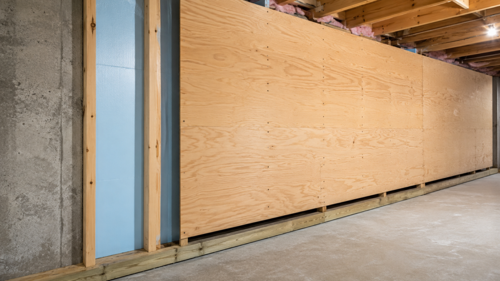 Best plywood for basement walls installed over insulated framing