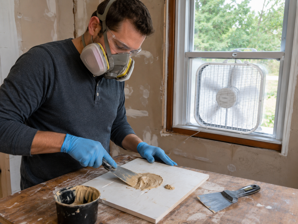 Safety gear and ventilation used when working