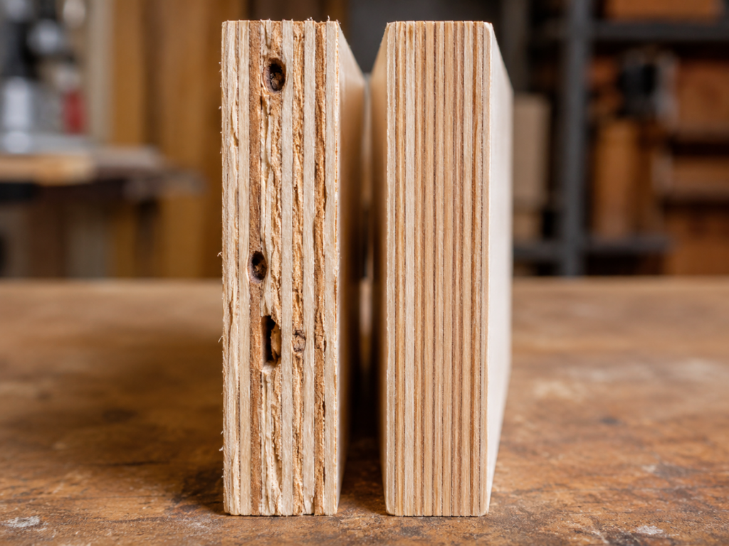 Exposure 1 and Exterior plywood veneer cores compared