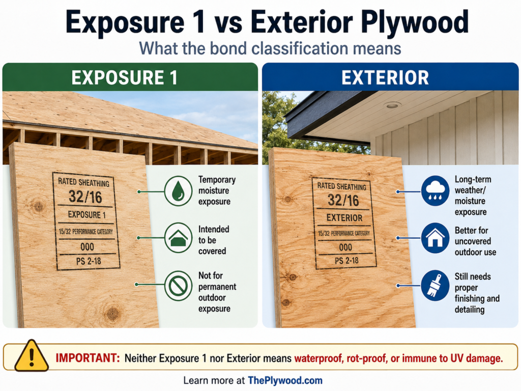 Exposure 1 vs Exterior plywood grade stamp comparison