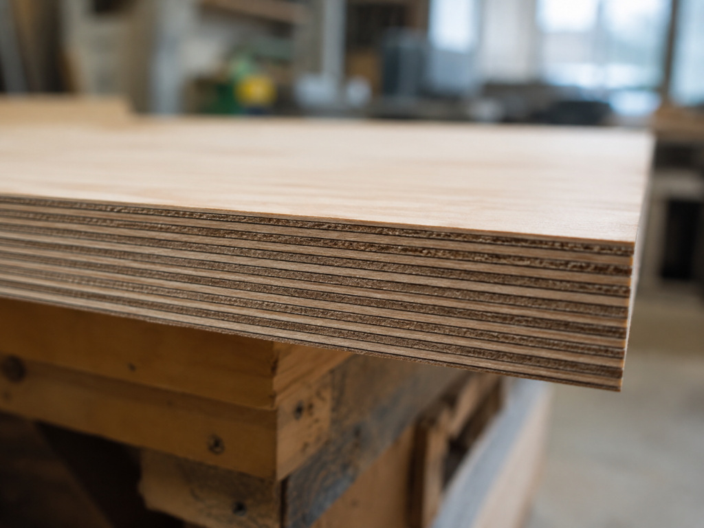 close-up of marine plywood edge showing tightly controlled core gaps and uniform veneer layers