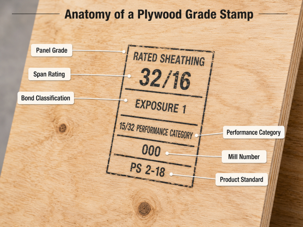 Plywood grade stamp markings and what each number means