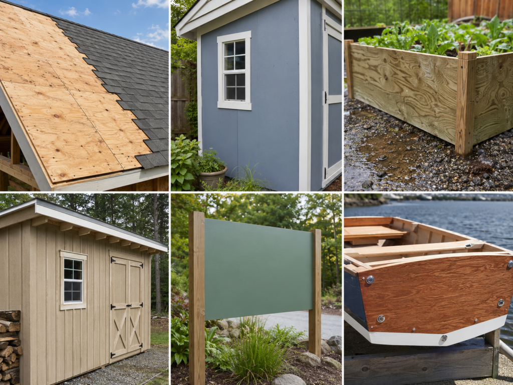 Different exterior plywood types used for sheathing siding signs and boats