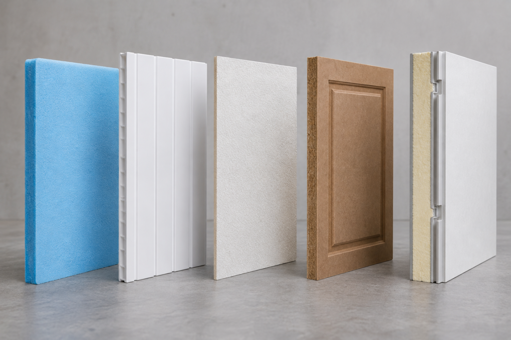 Comparison of rigid foam, PVC, FRP, decorative MDF and insulated basement wall panels.