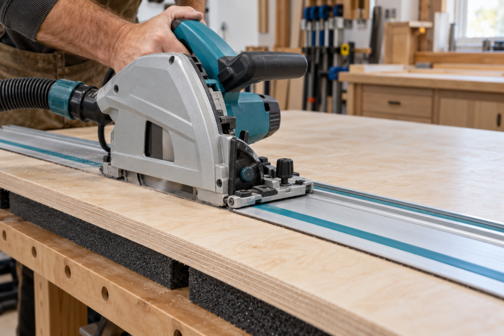 corded-track-saw-cutting-birch-plywood.webp
