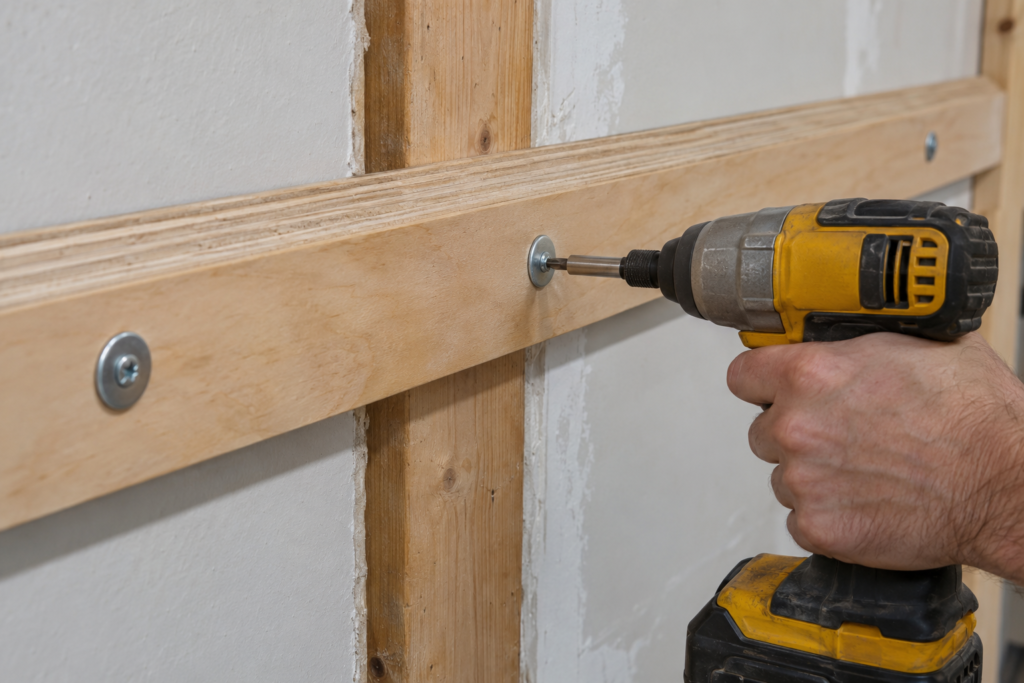 Fastening a plywood French cleat directly into a wall stud