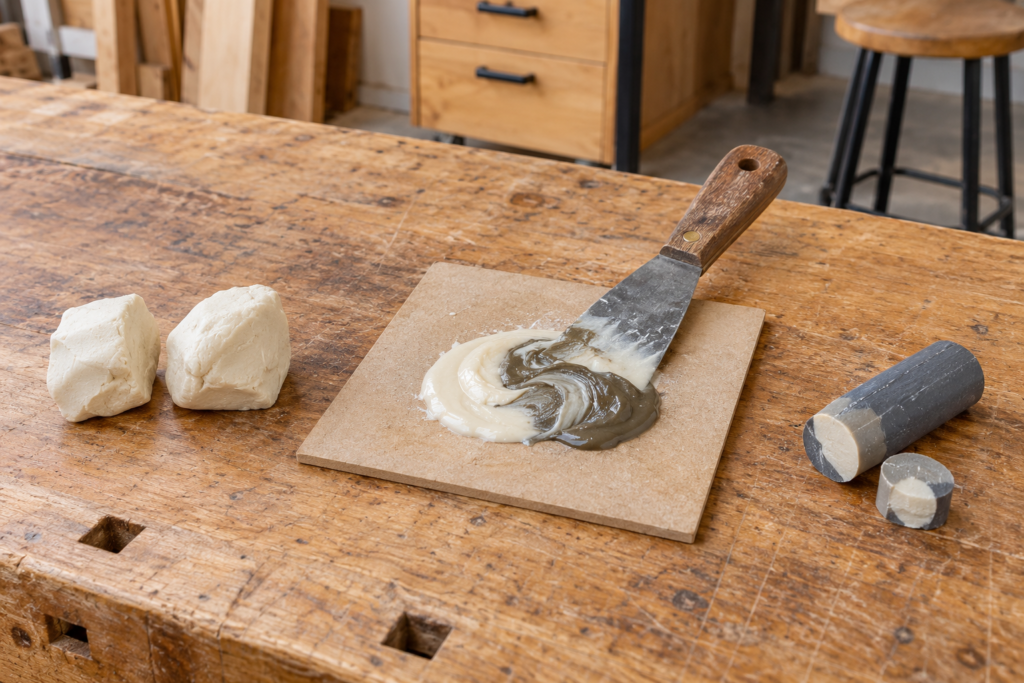 Different types of two-part epoxy wood filler