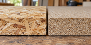 OSB vs Particle Board: Strength, Moisture and Best Uses OSB vs particle board panels showing differences in wood strand texture and surface