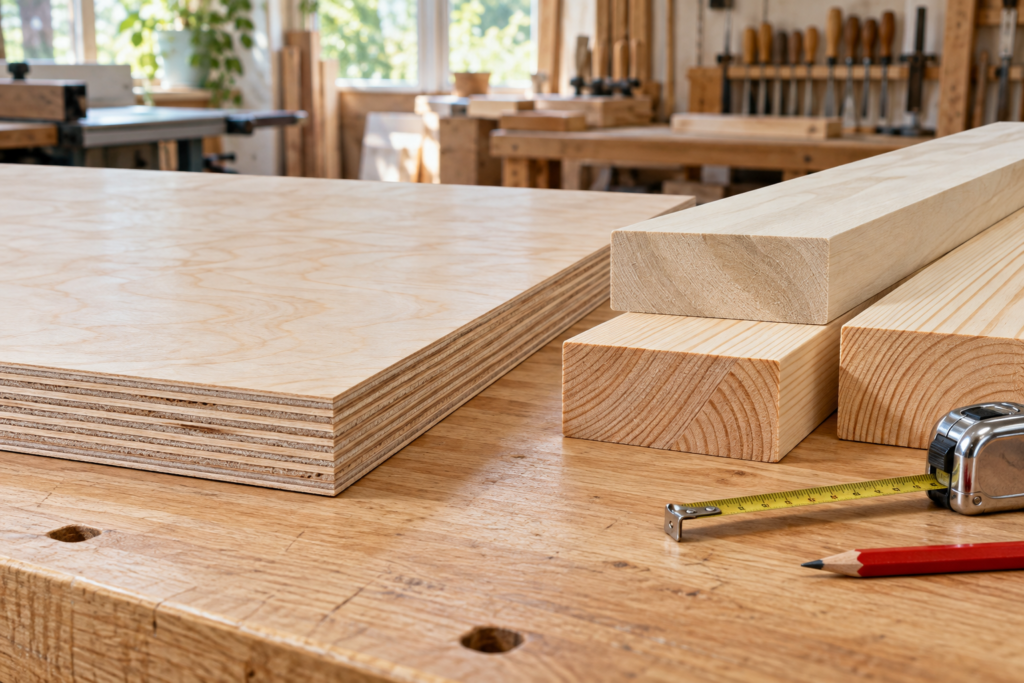 Three budget bookcases built from hardwood plywood, solid pine, and poplar wood